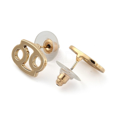 12 Constellation/Zodiac Sign Alloy Stud Earrings EJEW-B025-01G-K-1