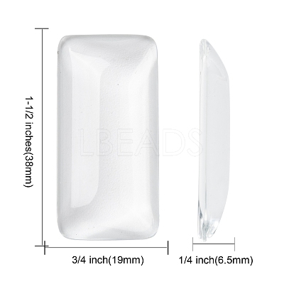 Transparent Rectangle Glass Cabochons GGLA-R025-38x19-1