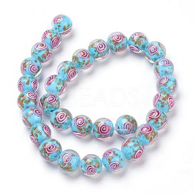 Handmade Gold Sand Lampwork Beads Strands LAMP-L072-G01-1