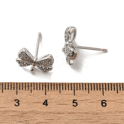 Rack Plating Brass & Cubic Zirconia Stud Earring Findings KK-G487-08P-1