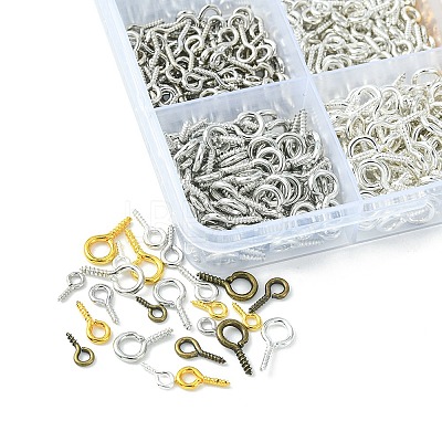 1200Pcs 12 Style Iron Screw Eye Pin Peg Bails IFIN-YW0001-79-1
