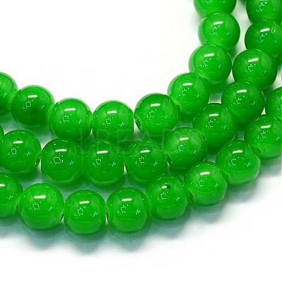 Baking Paint Imitation Jade Glass Round Bead Strands DGLA-Q021-8mm-10-1