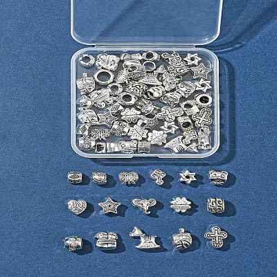 64Pcs 16 Styles Tibetan Style Alloy European Large Hole Beads FIND-FS0002-63-1