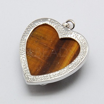 Heart Natural Tiger Eye Pendants X-GP356-7-1