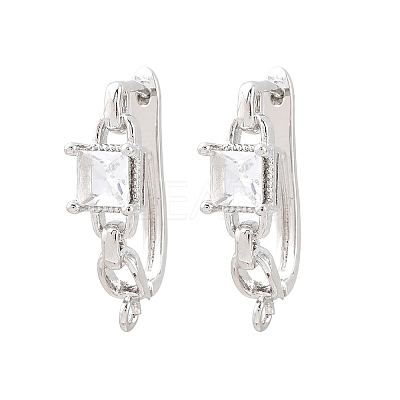 Brass Micro Pave Cubic Zirconia Hoop Earring Findings CU-CBAB5B4-07P-1