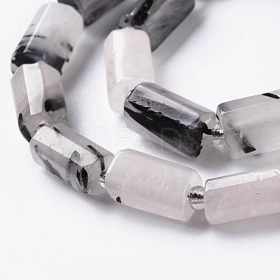 Natural Black Rutilated Quartz Beads Strands X-G-S345-8x11-010-1