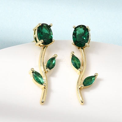 Brass Micro Pave Cubic Zirconia Stud Earrings KK-CBA8324-20G-02-1