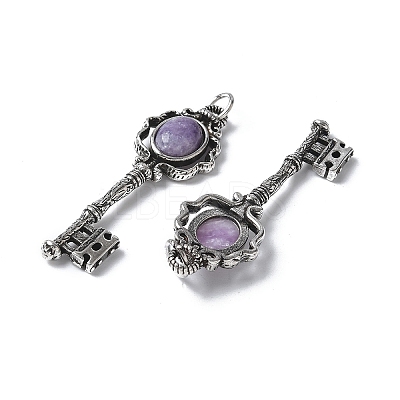 Key Brass Natural Lepidolite Big Pendants KK-D361-01AS-21-1