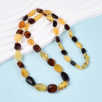 Natural Amber Nuggets Graduated Beaded Necklaces NJEW-T019-09-1