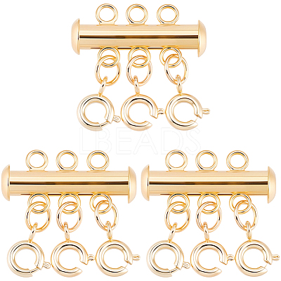 3Pcs 3 Holes Brass Slide Lock Clasps KK-BBC0027-60B-1