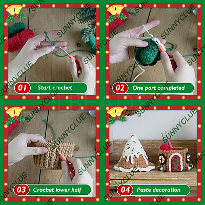 1Set Christmas Theme DIY Crochet Kit for Beginners DIY-SC0027-78B-1