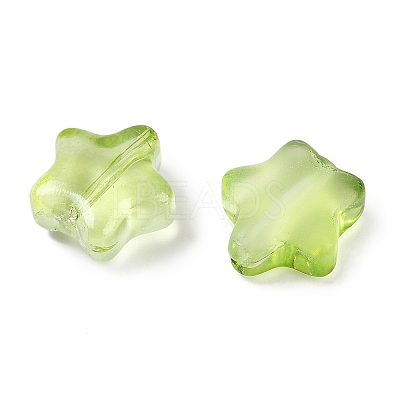 Transparent Spray Painted Frosted Glass Beads X2-GLAA-NH0003-01E-1