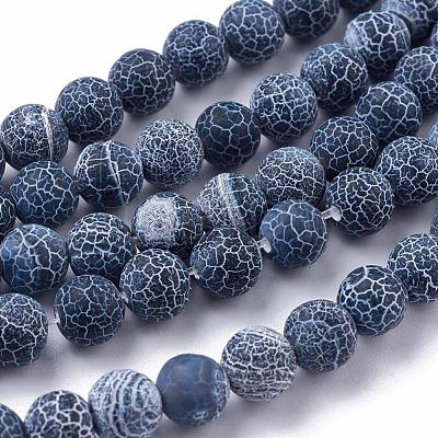 Frosted Natural Weathered Agate Beads Strands G-F367-8mm-05-1
