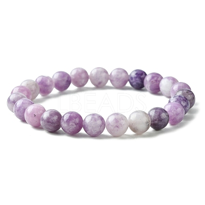 Natural Lepidolite Stretch Beaded Bracelets G-A185-01U-1