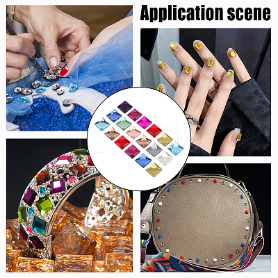 180Pcs 12 Colors Flat Back Glass Rhinestone Cabochons GLAA-PH0003-76-1