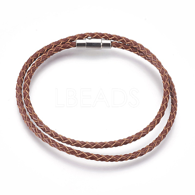 Leather Braided Cord Wrap Bracelets/Necklaces BJEW-JB03918-02-1