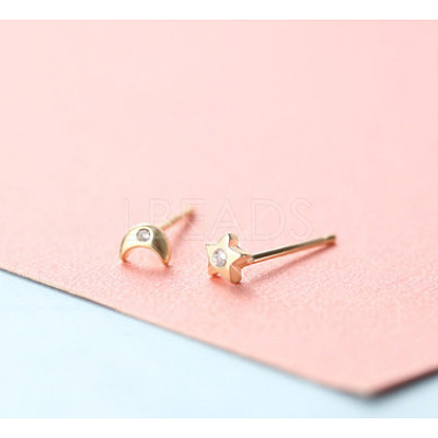Brass Micro Pave Clear Cubic Zirconia Stud Earrings FS-WGE47D1-21-1