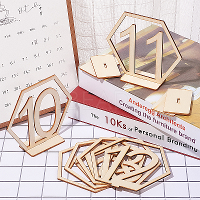 Wood Table Numbers Cards AJEW-PH0016-59-1