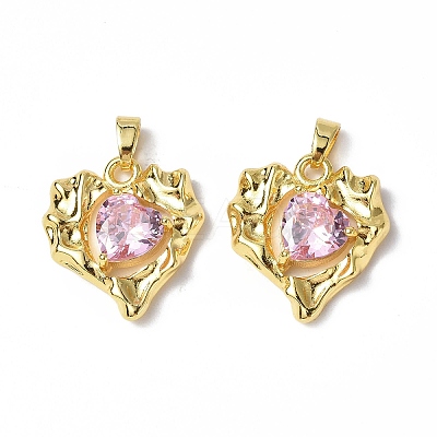 Brass Micro Pave Cubic Zirconia Pendants KK-P223-51G-01-1