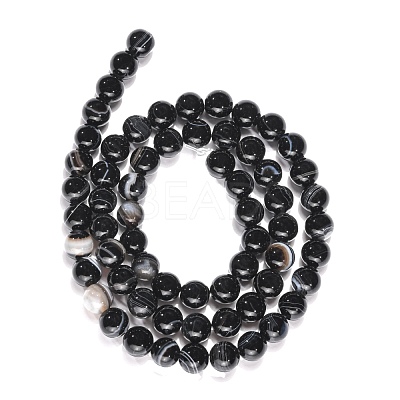 Natural Black Agate Beads Strands G-G391-6mm-01-1