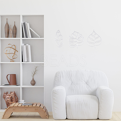 Leaf Acrylic Mirror Wall Stickers OACR-WH0032-06A-1