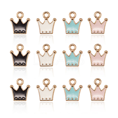 Light Gold Plated Alloy Enamel Charms ENAM-CJ0001-09-1