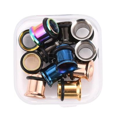 12Pcs 6 Colors 316 Surgical Stainless Steel Screw Ear Gauges Flesh Tunnels Plugs STAS-YW0001-15-1