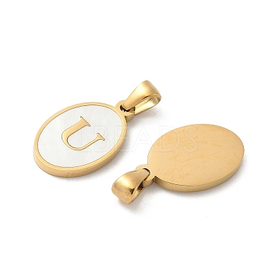 Natural Shell Oval with Initial Pendants STAS-I351-23G-U-1