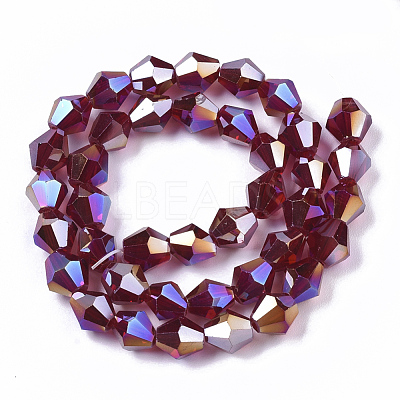 Electroplate Glass Beads Strands EGLA-Q118-8mm-B21-1