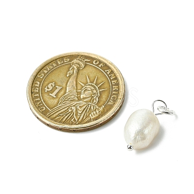 Grade B Natural Cultured Freshwater Pearl Charms X-PALLOY-JF01497-03-1