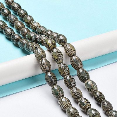 Tibetan Style dZi Beads Strands TDZI-E005-01H-1