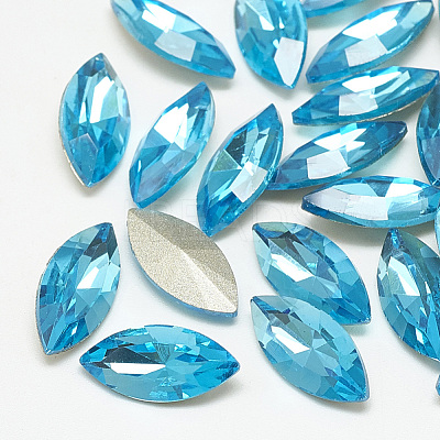 Pointed Back Glass Rhinestone Cabochons RGLA-T083-7x15mm-12-1