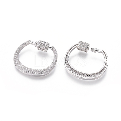 Brass Micro Pave Cubic Zirconia Screw Carabiner Lock Charms ZIRC-I031-21P-1