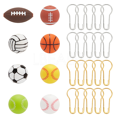 8Pcs 8 Styles Sports Silicone Beads Knitting Needle Protectors/Knitting Needle Stoppers DIY-NB0010-34-1
