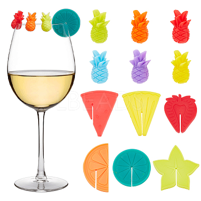 2 Sets 2 Style Silicone Wine Glass Charms AJEW-NB0005-70-1