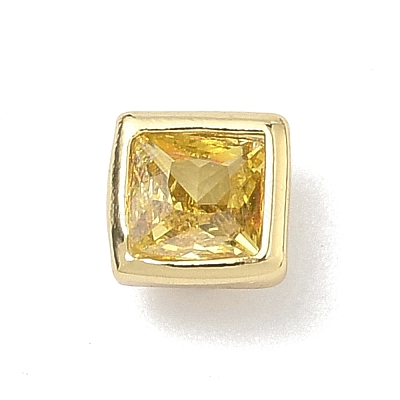 Square Brass Micro Pave Cubic Zirconia Cabochons KK-P345-13G-E06-1