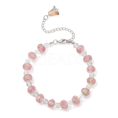 2Pcs 2 Colors Lampwork Beaded Bracelets for Women BJEW-JB12135-1