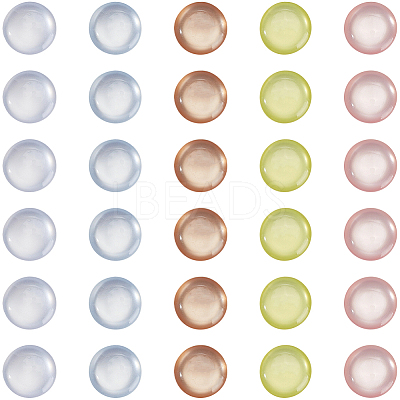 150Pcs 5 Colors Flat Round Resin Buttons BUTT-CY0001-24-1