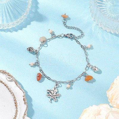 Natural Topaz Jade & Glass Charm Bracelets BJEW-JB12549-1