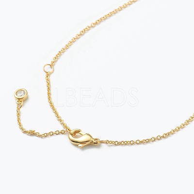 Brass Micro Pave Clear Cubic Zirconia Pendant Necklaces NJEW-J059-01C-1