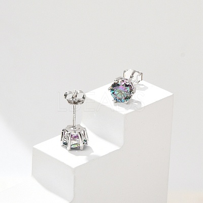 925 Sterling Silver Moissanite Rhinestone Stud Earrings EJEW-U042-05P-04-1
