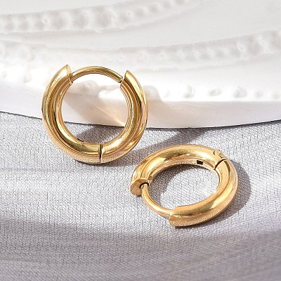 Ion Plating(IP) 304 Stainless Steel Huggie Hoop Earrings EJEW-G272-01-8mm-G-1