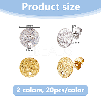 40pcs 2 Colors 304 Stainless Steel Stud Earring Findings STAS-DC0017-01-1