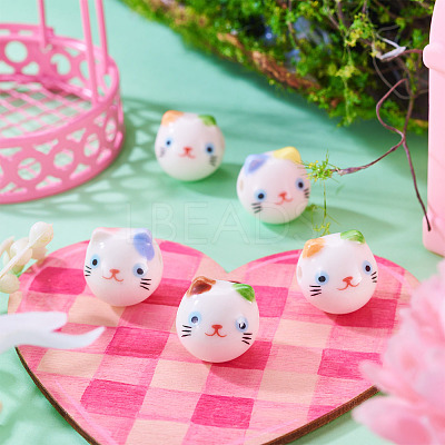 5Pcs Printed Handmade Porcelain Ceramic Beads PORC-TADJ0001-02-1