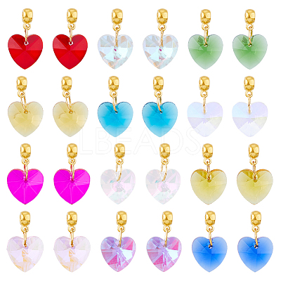 24Pcs 12 Colors Faceted Glass European Dangle Charms PALLOY-AB00176-1