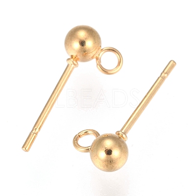 202 Stainless Steel Ball Stud Earring Findings STAS-F141-06G01-3mm-1