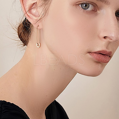 4Pair 4 Style Safety Pin & Ring 304 Stainless Steel Hoop Earrings for Women EJEW-SZ0001-84-1