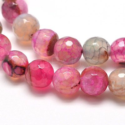 Dyed Natural Agate Faceted Round Beads Strands G-E267-31-1