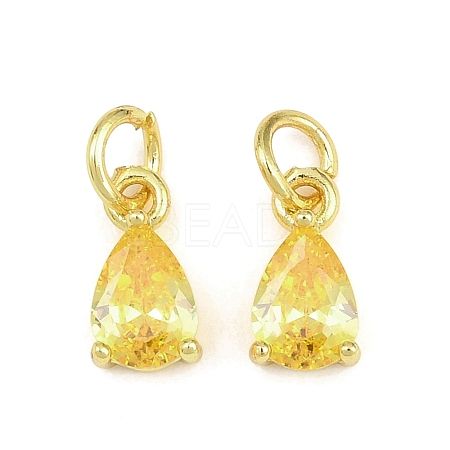 Brass Pave Cubic Zirconia Charms KK-K340-51G-05-1