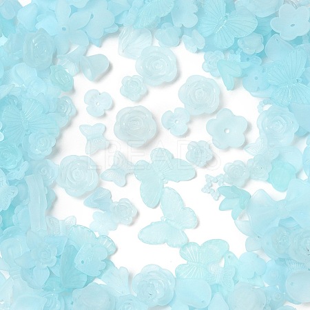 Frosted Transparent Acrylic Beads OACR-U006-03F-1